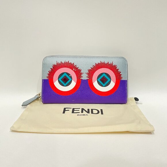 Fendi Leather Monster Zip Around Long Wallet sku#85944 (gently used) - Picture 1 of 14